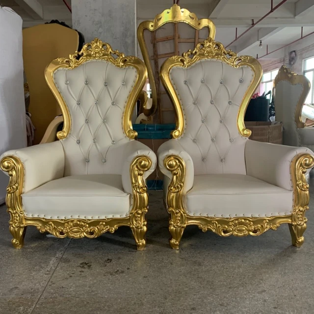 Events furniture rental Cheap antique King and Queen party High Back Royal  Luxury Wedding Throne Chair