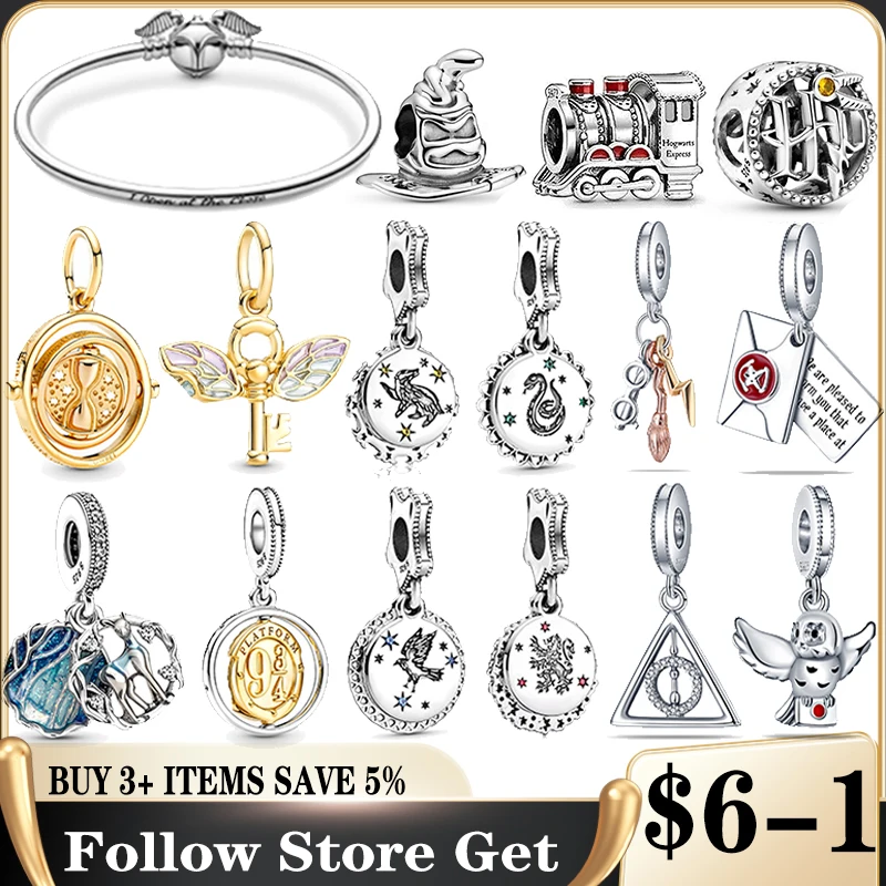 

Pop Mart Charms Harry Potter 925 Sterling Silver Beads For Pandora 925 Original Bracelet DIY Women's Jewelry Gift