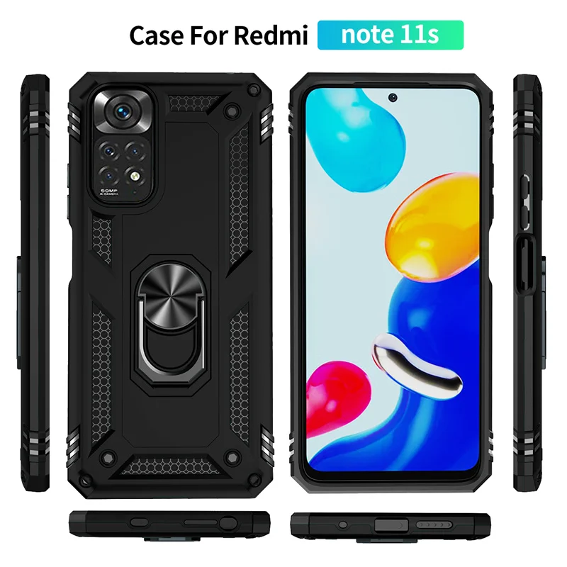 Durable Magnetic Metal Ring Holder Armor Case with Bumper Protection