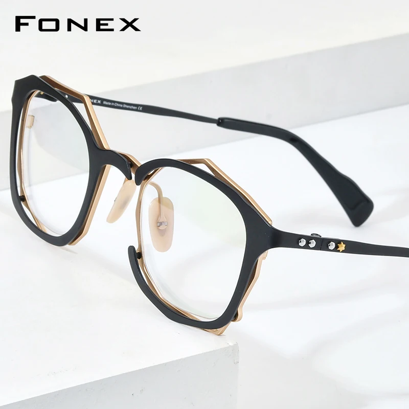 

FONEX Pure Titanium Eyeglasses Frame Men Retro Vintage Glasses 2022 New Square Eyewear F85729