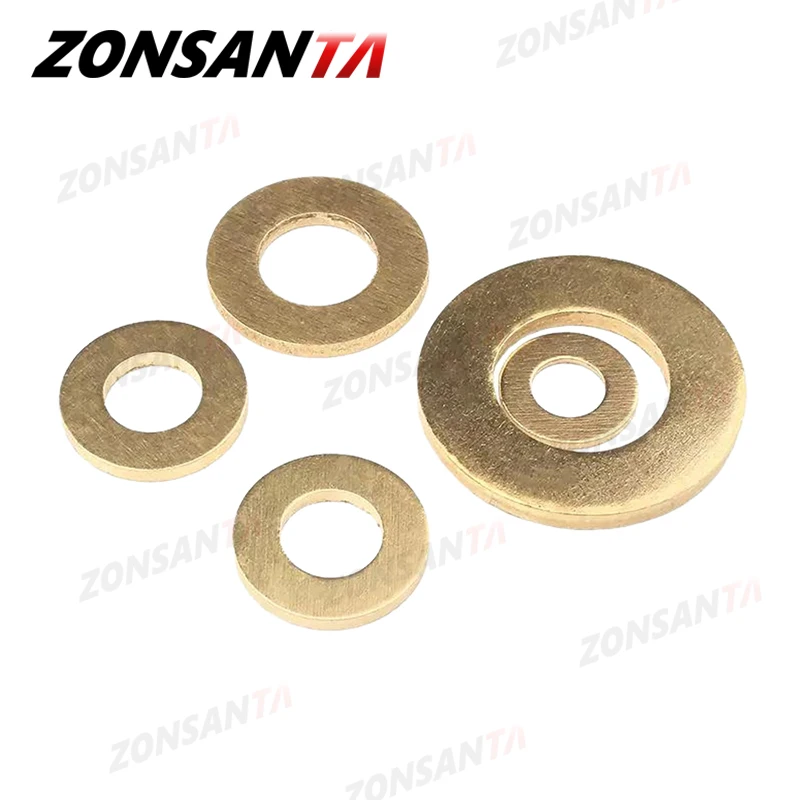 M2 M2.5 M3 M4 M5 M6 M8 M10 M12 M14 M16 M18 Solid Brass Copper Flat Washer Plain Brass Gasket Shim Pad Ring Spacer Circular Meson brass washer