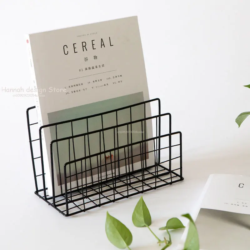 Nordic Metal Storage Basket Minimalist Book Organizer Basket Office Desktop Sundries Holder Rose Gold Newspaper Magazine Rack book organizer