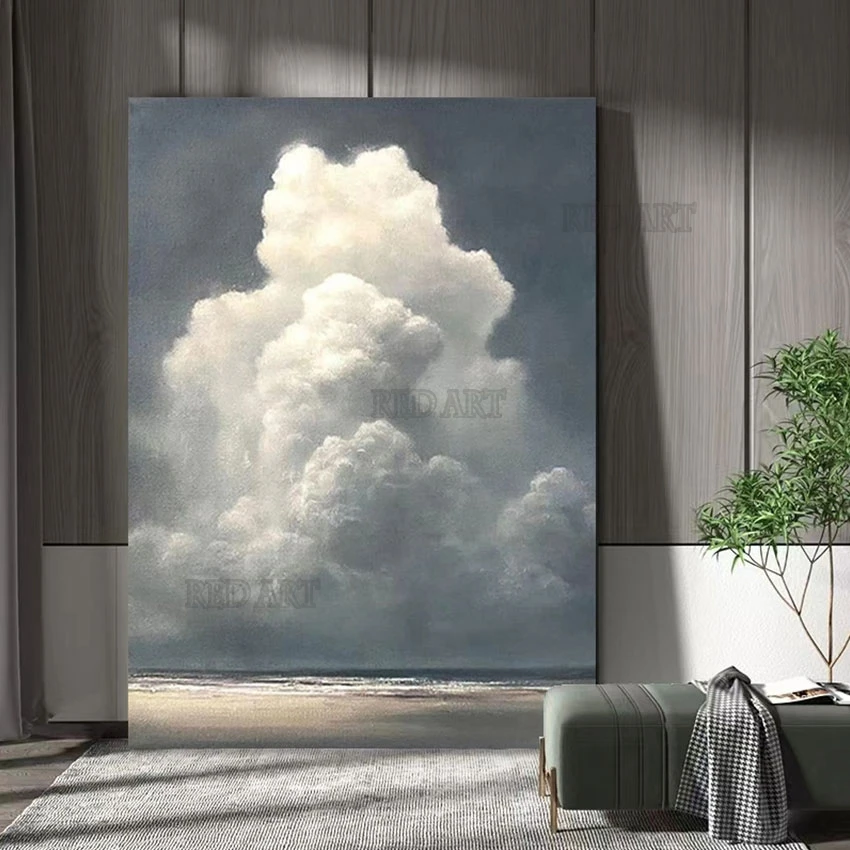 

Large Hotel Decoration Clouds Picture Art Frameless Abstract Scenery Oil Painting Modern Poster Artwork For New House Decor