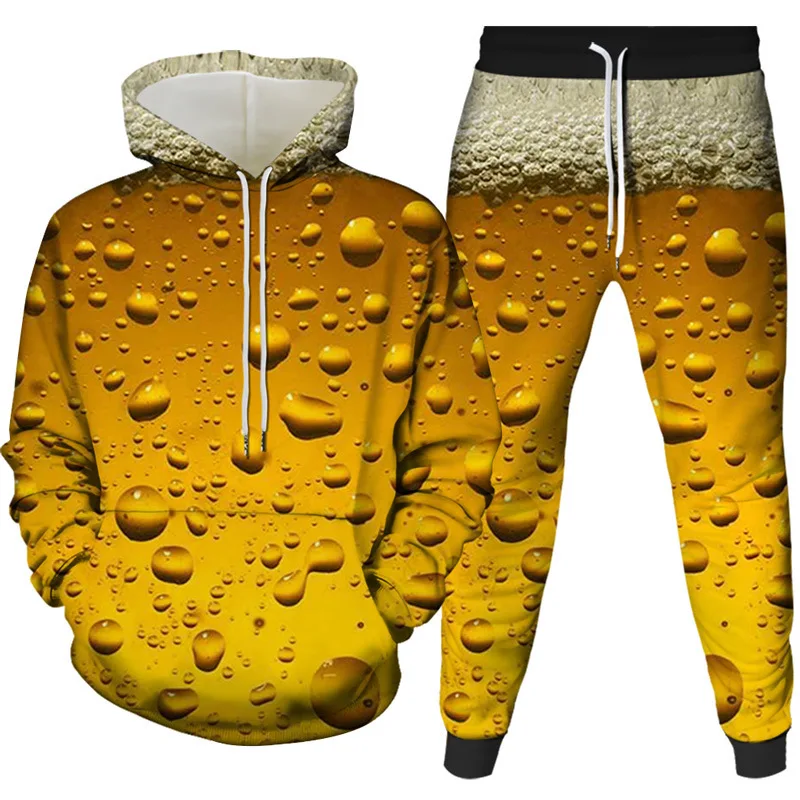 Men's Hip Hop 3D Print Hoodie Pant Sets Streetwear Sweatshirts