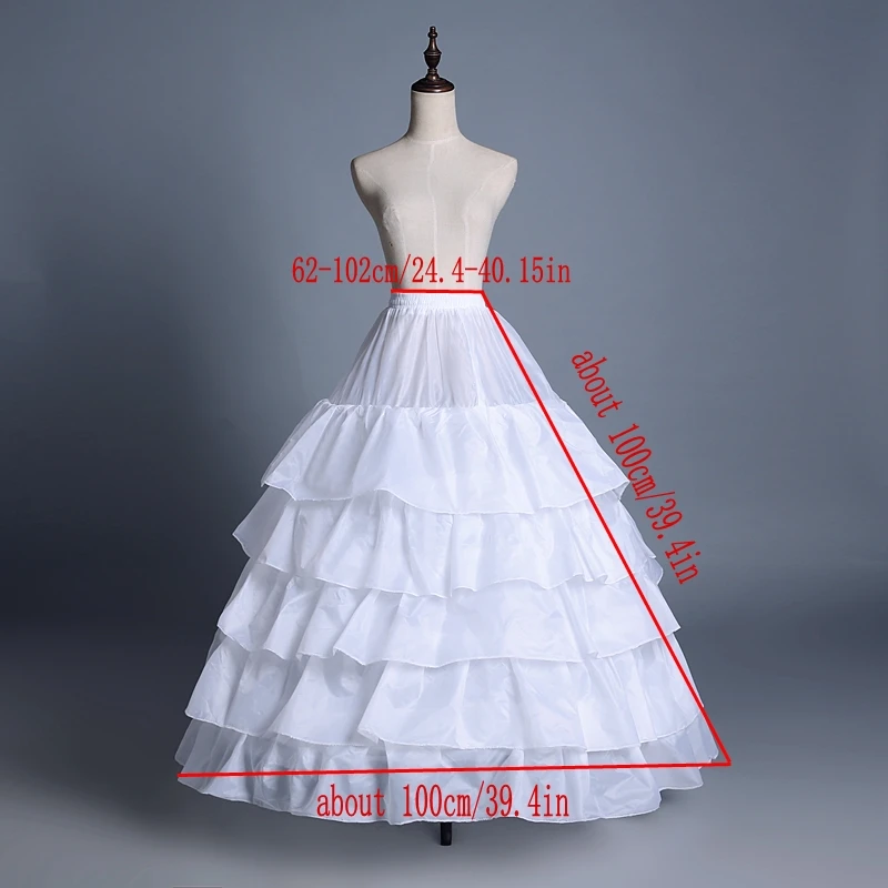 Women's Crinoline Petticoat 4 Hoop Skirt 5 Ruffles Layers Ball Gown Half Slips Underskirt for Wedding Bridal Dress