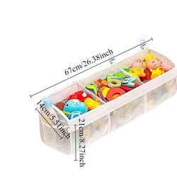 3-Compartment Large Bath Toy Organizer with Openings for Efficient Sorting and Storage (White)