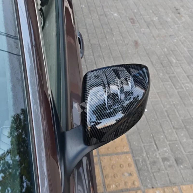 ABS Carbon Fiber Black Rearview Mirror Rain Shield Cover Trim Accessories