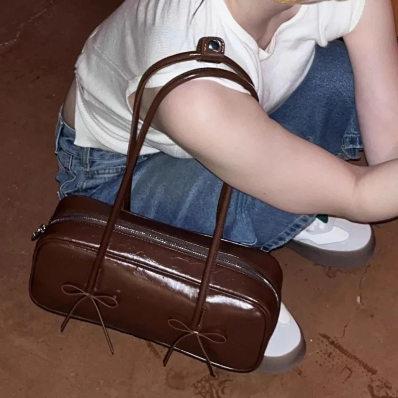 JIAERDI Hot Girls Bow Y2k Bags Purse Women High Street Pu Leather Casual Shoulder Bag Female Harajuku Aesthetic Handbag 2025 New