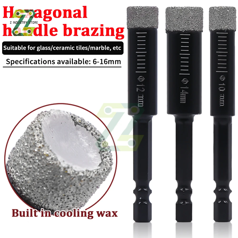 

Сверло алмазное сухое с шестигранным хвостовиком, 3/4/6 шт., 6/8/10/12/14/16 мм