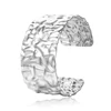 No Fade Color Stainless Steel Exaggerated Hammer Pattern Bangle French Open Cuff Bangke For Women Luxury Beach Girl Jewelry 5