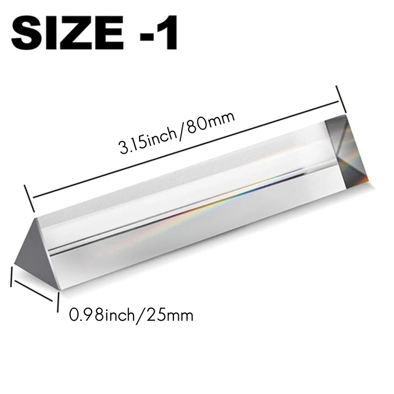A34M-Optical Equilateral Rainbow Triangular Prism Glass Physics Experiment Children Student Photography Triangular Prism
