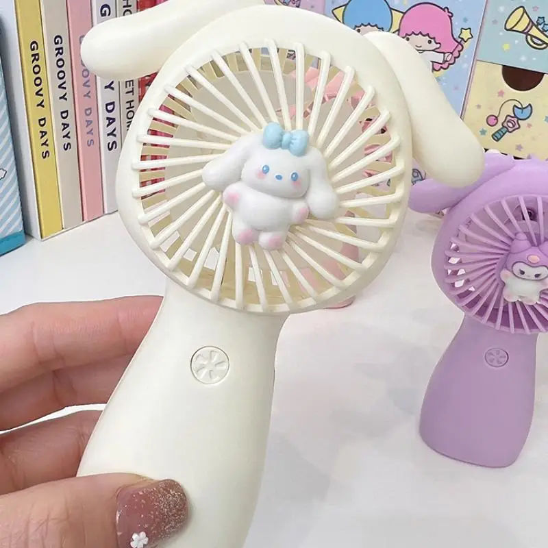 

Pom Pom Purin My Melody Anime Usb Rechargeable Electric Fan Kawaii Cinnamoroll Kuromi Student Portable Wind Power Handheld Fan