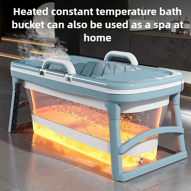 220V 1.25M Heated Constant Temperature Folding Bathtub Household Full Body Adult Bath Basin with Ozone Function SPA Bath