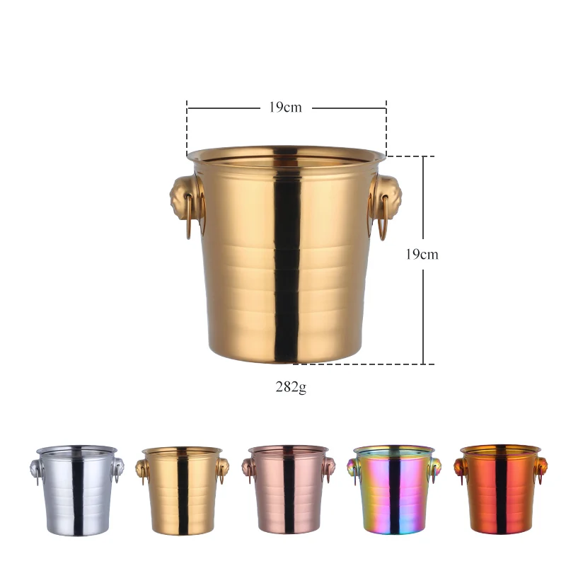 Stainless Steel Ice Bucket Gold Ice Holder Container With Scoops Whiskey Beer Chiller Cooler Bar Tool For Party