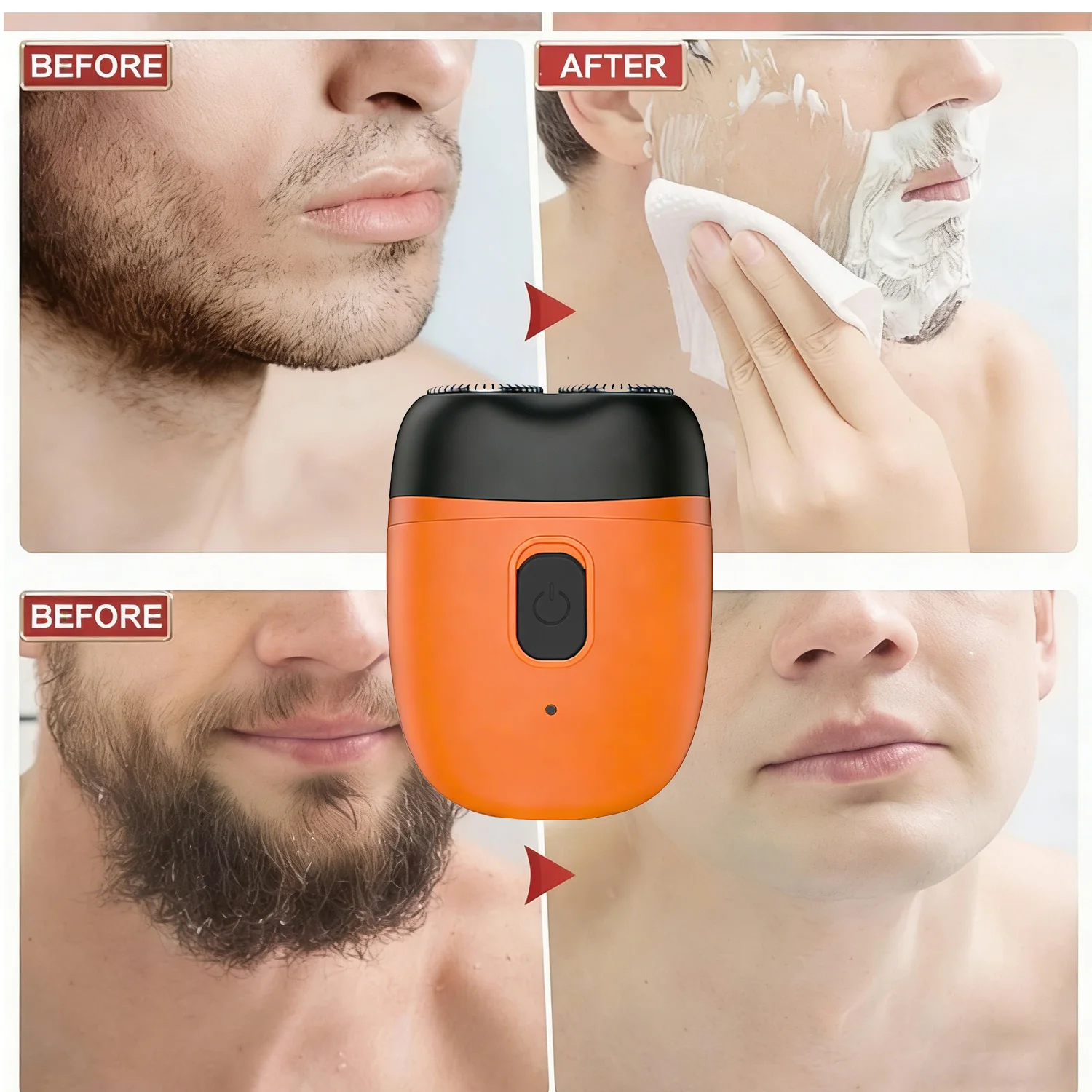 남성용 전기 면도기, 이중 플로팅 헤드, 미니 수염 칼, 휴대용 여행용 무선 얼굴/바디 면도기 트리머