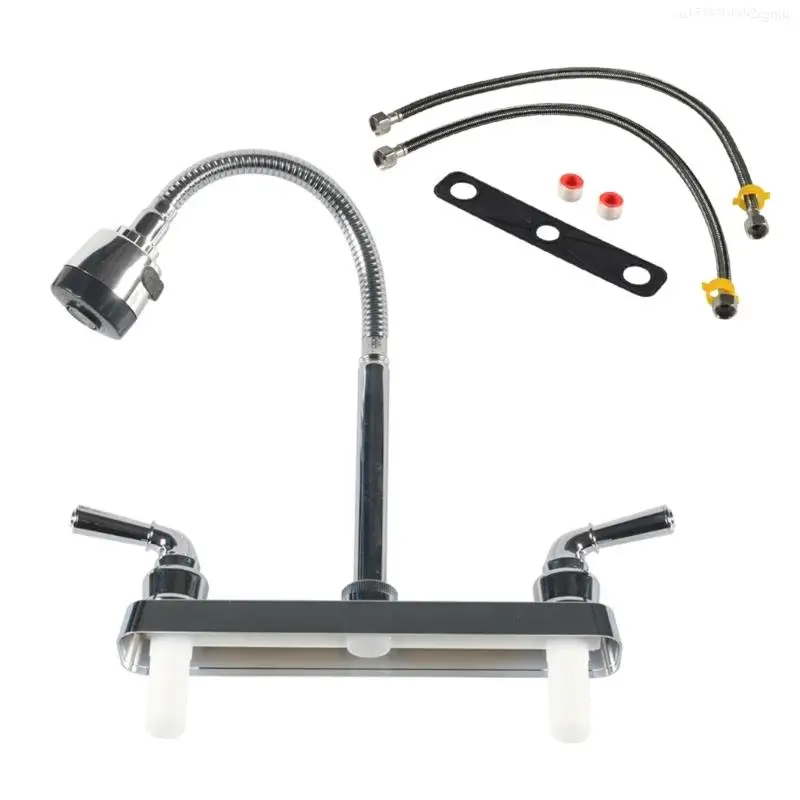 

Steel Kitchen Faucet Double Connectors Faucet 360 Rotatable Faucet for Trailers F0I5