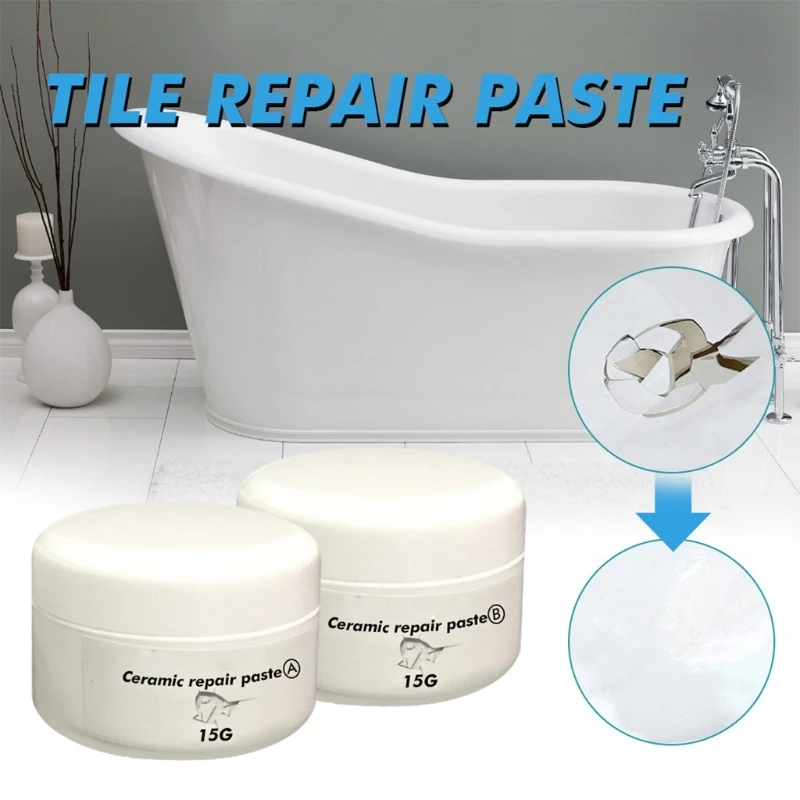 Ceramic Repair Paste Tub Tile & Shower Porcelain Repair for Crack Chip Bathroom Tub Floor