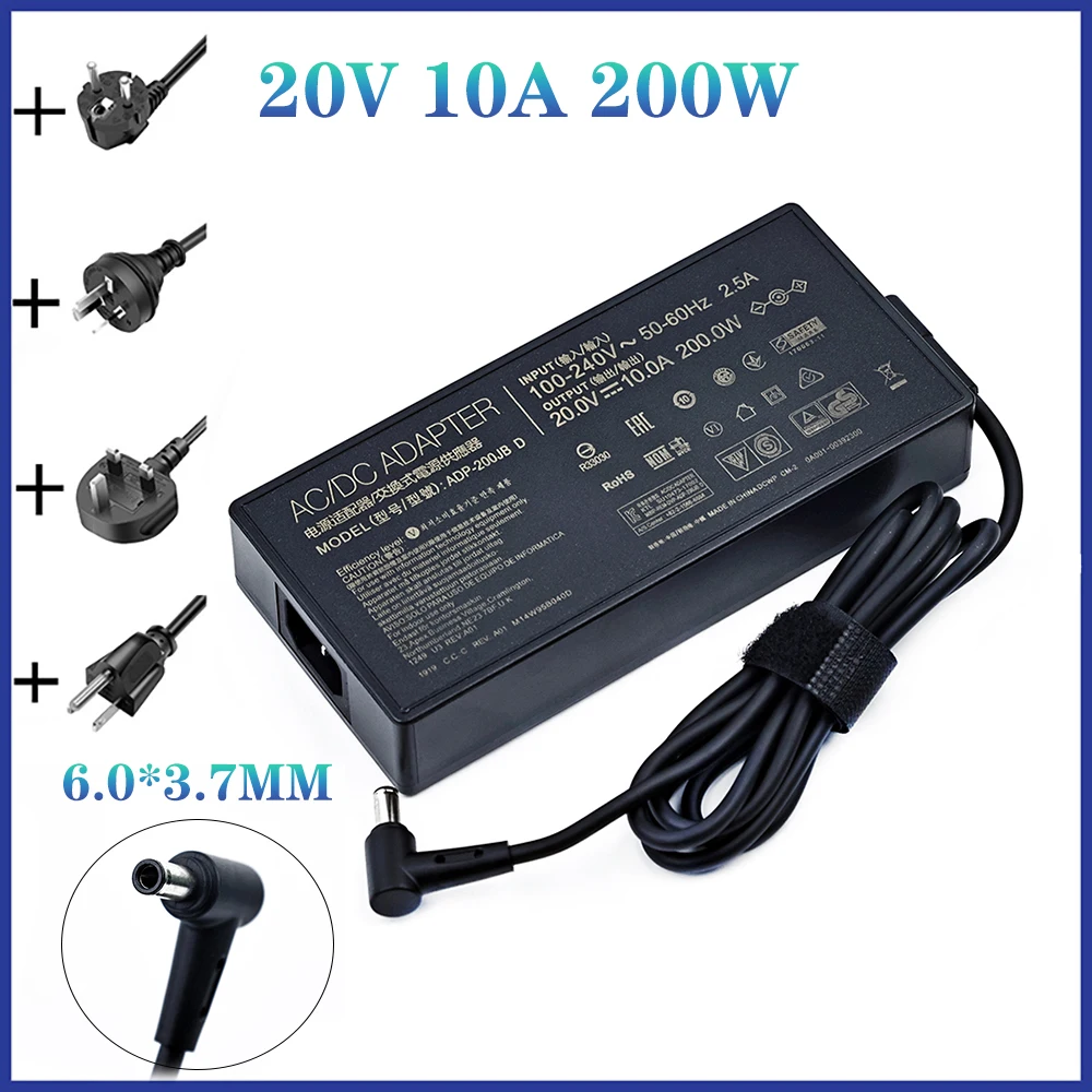 Adaptador de Carregador Portátil 200w 20v 10a Adp200jb d para Asus Tuf Dash F15 Fx516pr Fa506qr Rog Zephyrus G15 Ga503qm-hq121r