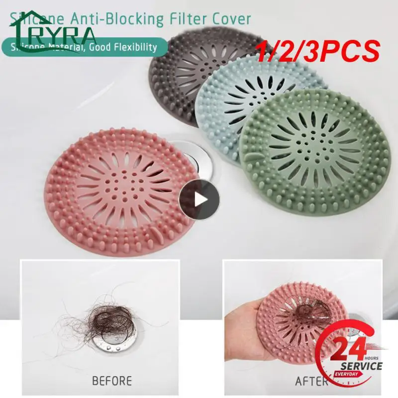 

1/2/3PCS Round Silicone Drain Hair Catcher Kitchen Sink Filter Shower Drain Strainers Bathtub Stopper Bathroom Sewer Hair Filter