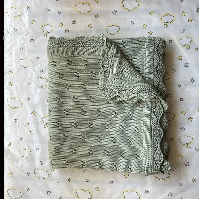 Knitted Baby Blanket Summer Newborn Swaddle Wrap Baby Receiving Blankets Cotton Soft Boy Girl Infant Crib Sleeping Blanket swaddle blanket cotton swaddle cotton knit blanket knit blanket