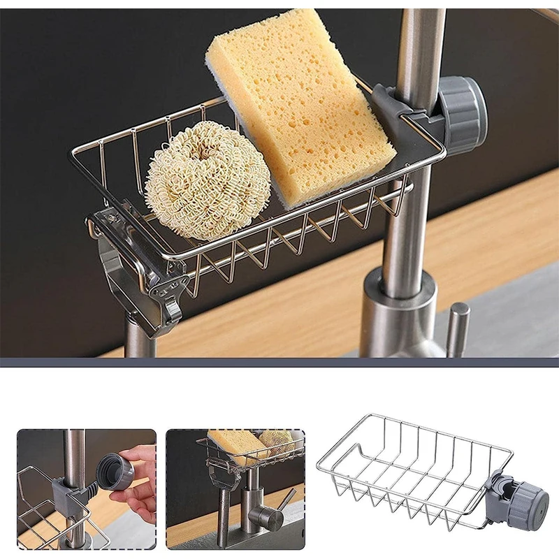 Kitchen Sink Drain Rack Sponge Storage Flexible Faucet Holder Soap Drainer...
