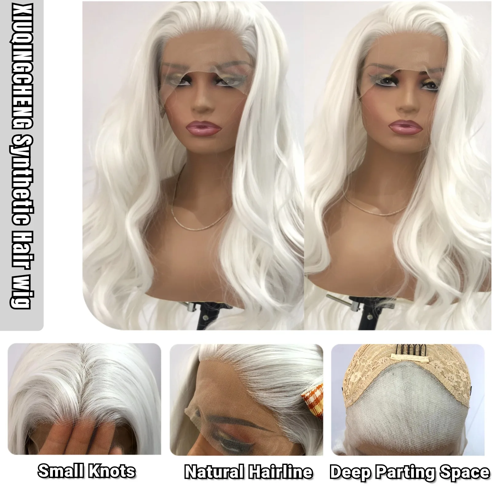 White Wig Natural Wavy Lace Synthetic Lace Front Wig Glueless Wigs Ready to Wear Long Glueless Wigs Women synthetic wig