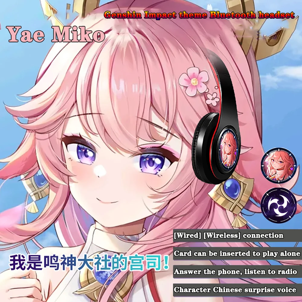 Genshin Impact Headphone Anime Cosplay Theme Wireless 3 in1 