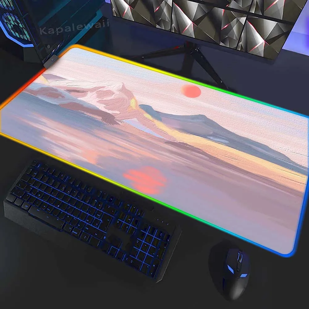 

Kawaii painting RGB Large Mouse Pad Pc Gamer Backlight Mousepad HD Print Gaming Keyboard Pads XXXL Table Carpet Rubber Desk Mat
