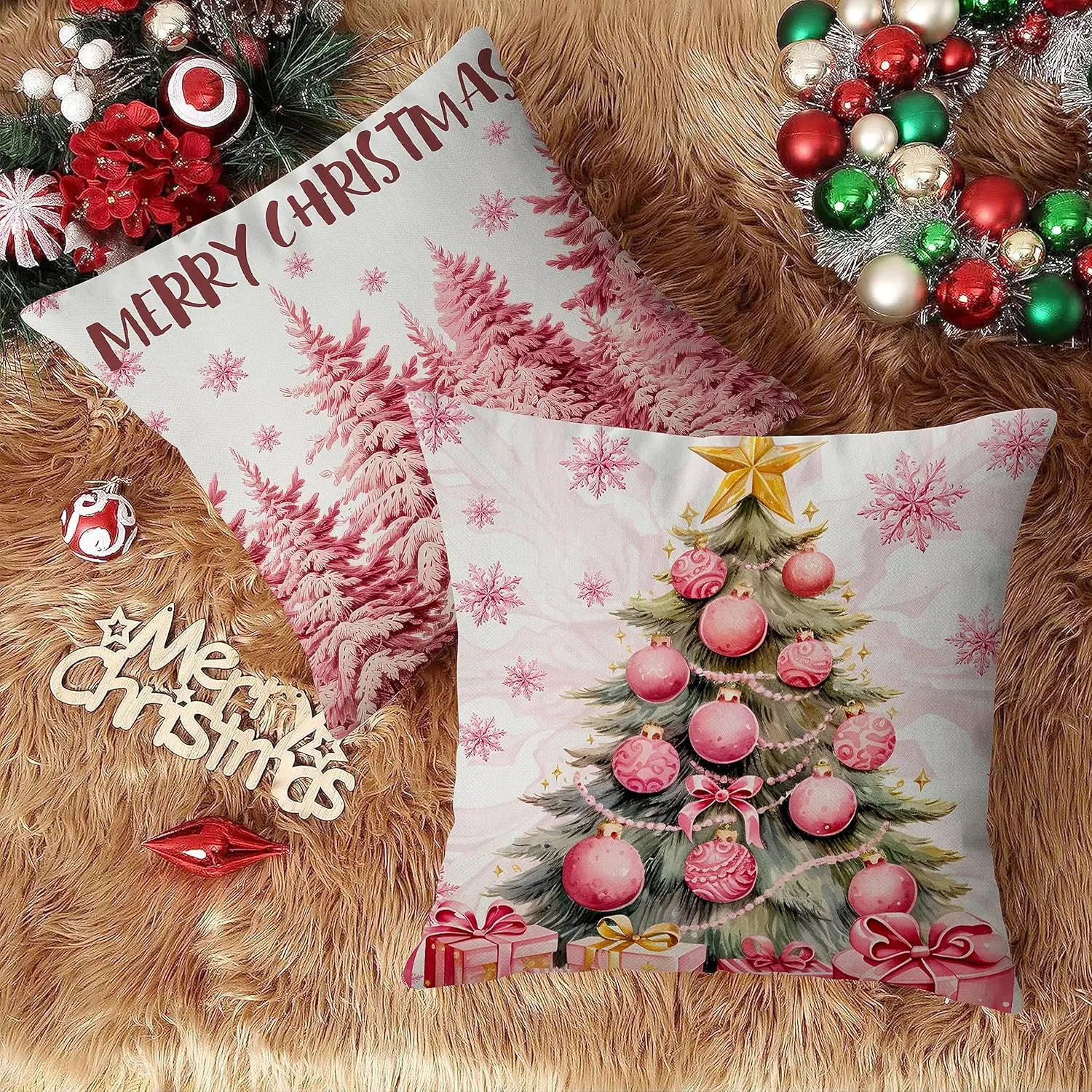 Christmas Pillow Cover 45x45cm Throw Pillowcase Winter Christmas Decorations Home Tree Deer Sofa Pillowcase No Pillow Core