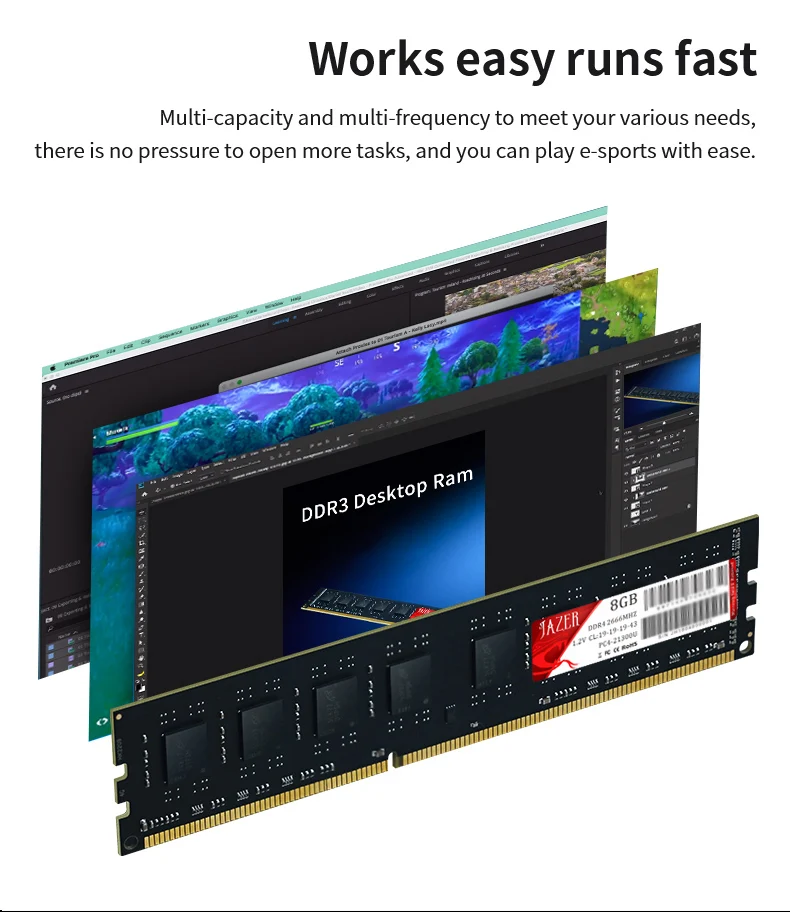 Description Picture 4 of itemJAZER Memoria Rams DDR3 1600MHz New Dimm 1.5V Desktop Memory Compatible AMD And Intel