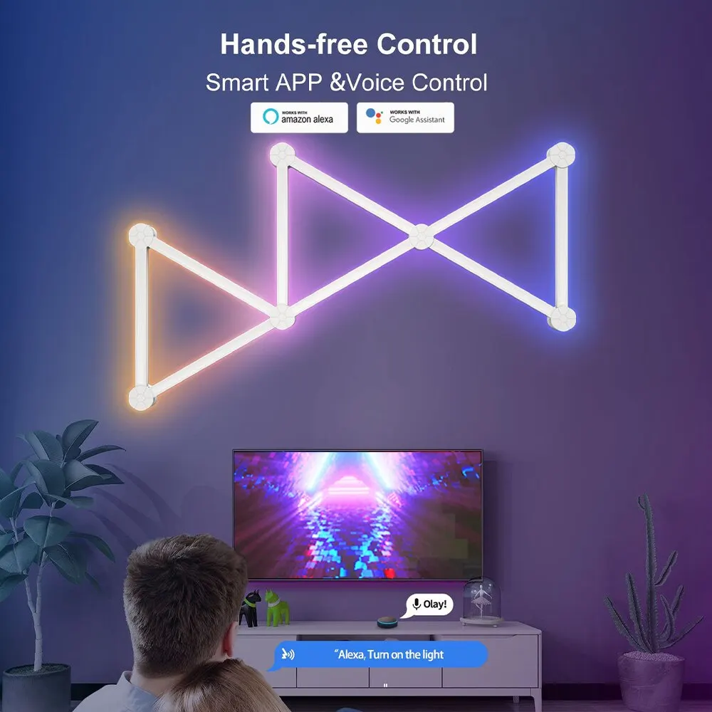 WIFI LED Smart Wall Lamp RGBIC Light Bar DIY Atmosphere Night Light APP Music Rhythm TV Backlight