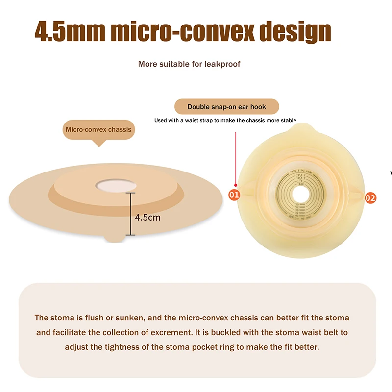 Disposable Ostomy Bags Skin Stoma Rings Leakproof Barriers Baseplates Built In Activated Carbon Sheet Lining Safe Daily Use Fits