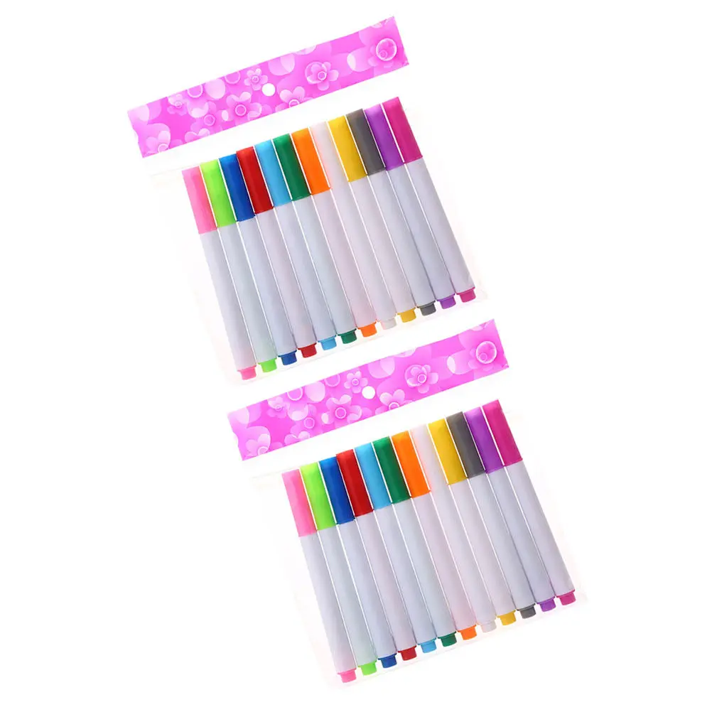 24Pcs 경량 휴대용 지울 수있는 칠판 펜 학생 교사를위한 안전한 무독성 형광 화이트 보드 마커 유리