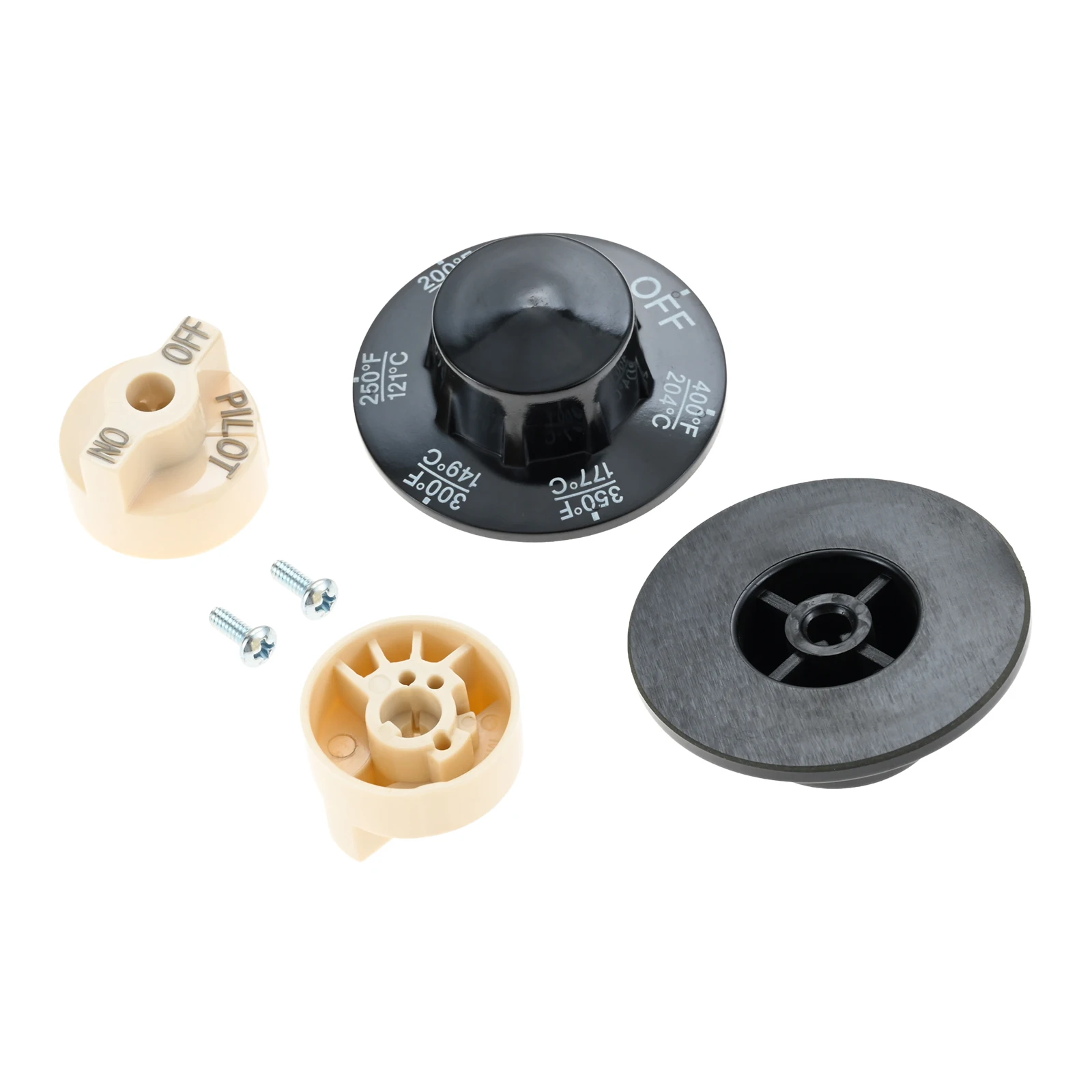 4Pcs/set Control Valve Beige Pilot Dial Knob with 200-400&deg;F Thermostat Knob Kit for Fryers, Range, Braising