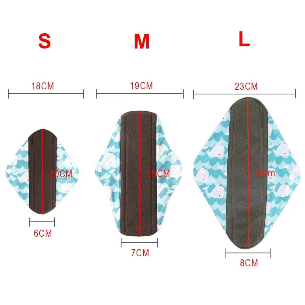 Feminine Reusable Washable Bamboo Towels Charcoal Cloth Sanitary pads Sanitary Napkin Menstrual Panties Pads for Menstruation Liners