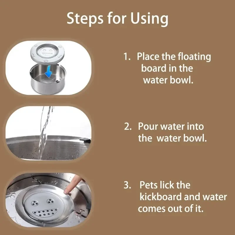 Big Capacity Stainless Steel Dog Floating Bowl, No Spill Anti-Splash Dog Water Dispenser, Non-Slip Dog Cat Pet Water Feeder Bowl 3