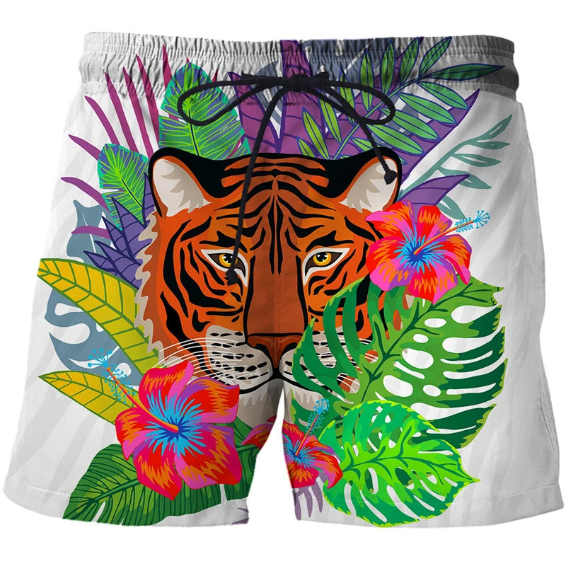 Colorful plants and animals 3D print Shorts Men Summer Fast-drying Beach Trousers Casual Sports Short Pants Clothing techwear blazer and pants set
