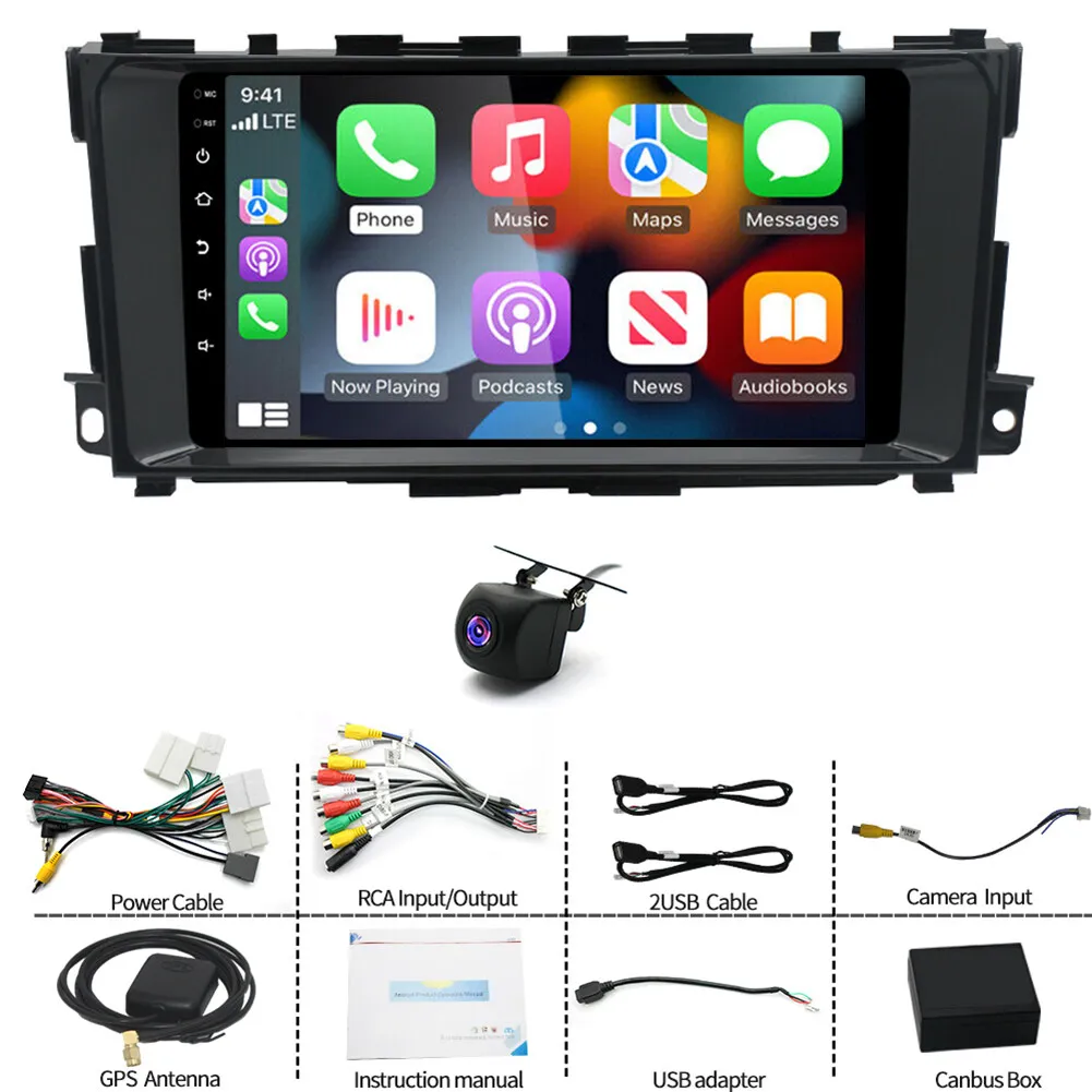

9 дюймов, авто, GPS навигатор Carplay автомобильное стерео радио GPS навигация WIFI Совместимость с Altima 2013-2018 Android 13