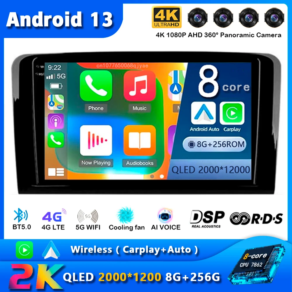 

Android 13 Car Radio For Mercedes Benz M-Class W164 GL-Class X164 ML GL Navigation GPS Multimedia Player Stereo wifi+4G Carplay