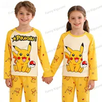 Pyjamas de dessin animé pour enfants de 3 à 5 7 9 11 13 ans, ensembles de vêtements pour garçons, vêtements de maison pour filles, pyjama Pikachu à manches longues, vêtements de détente pour adolescents 5
