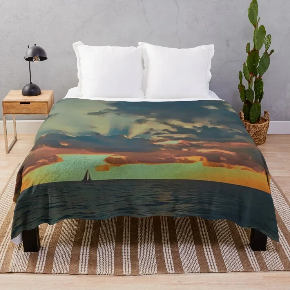 

Sailing the Bright Horizon Throw Blanket Hair Soft Plush Plaid Plaid Blankets