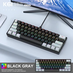 Wired Portable Mechanical Keyboard with RGB Lighting and Ergonomic Design for Gaming and Office Use (K61 - black grey)