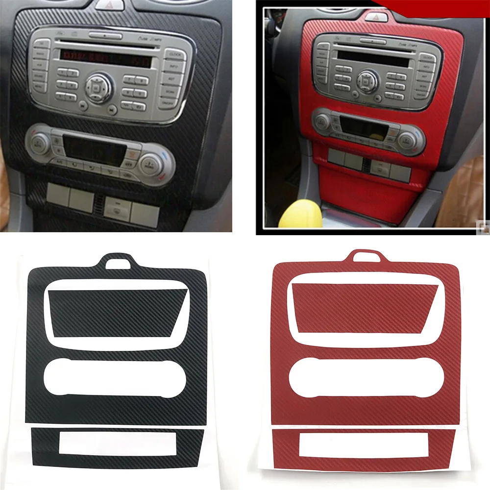 DEMULAX Adesivo for rivestimento del pannello dei pulsanti del volante, for Ford, for Focus 2 MK2 2005-2011, accessori for auto in fibra di carbonio Decorazione del volante(3Pcs Style