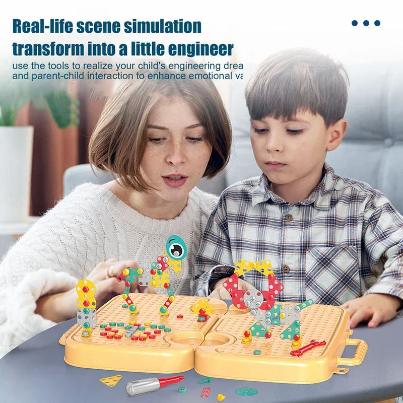 Children Toys Repair Kit Electric Toy Drill Play Repair Tool Screw Tool Box hammer Puzzle Educational Toys for Boys Girls Kids 4