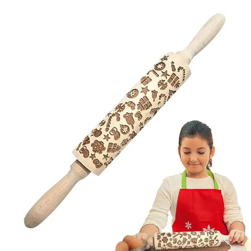 

Скалка с тиснением лось, деревянная скалка для тиснения, инструмент для выпечки печенья, узорчатый ролик, Скалка с гравировкой, ролики для теста