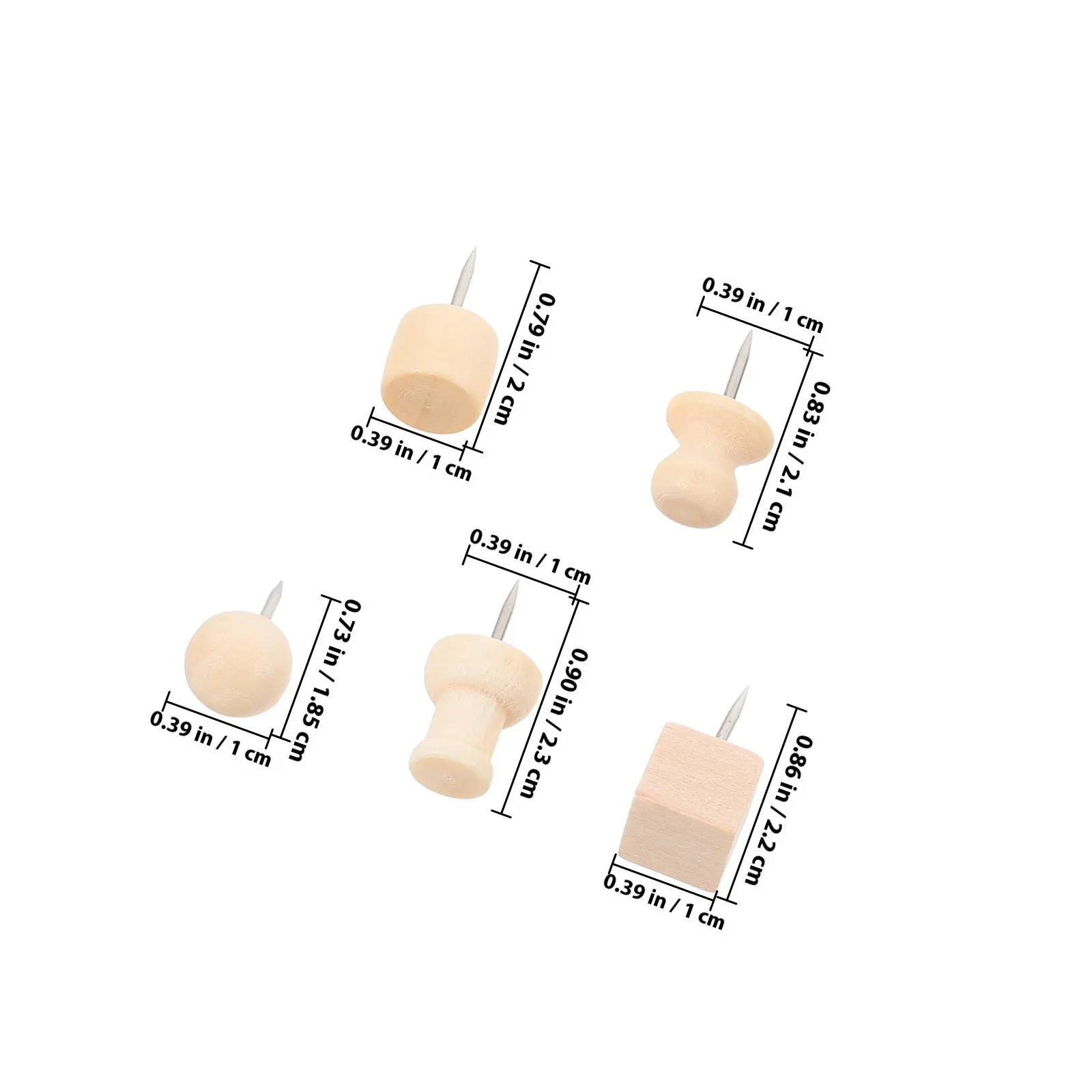 180개 나무 푸시핀 세트, 게시판, 코르크보드, 사무실, 가정, 학교 장 천연 나무 압정, 미적 감각이 있는 중성 디자인