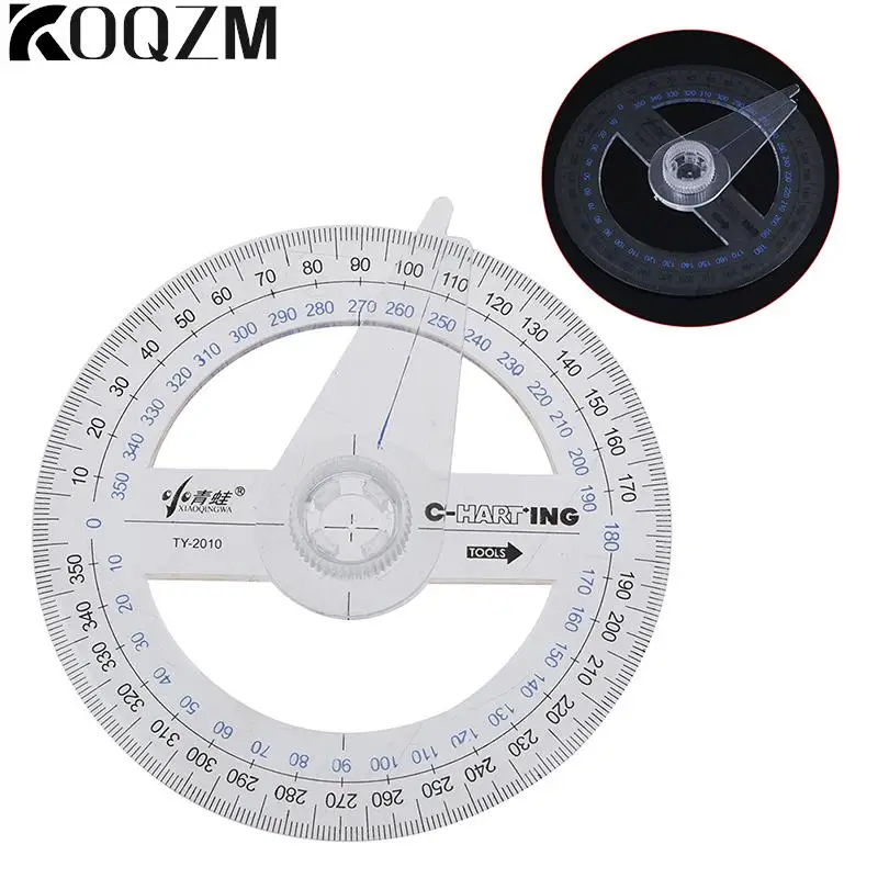 

Portable Diameter 10cm Plastic 360 Degree Pointer Protractor