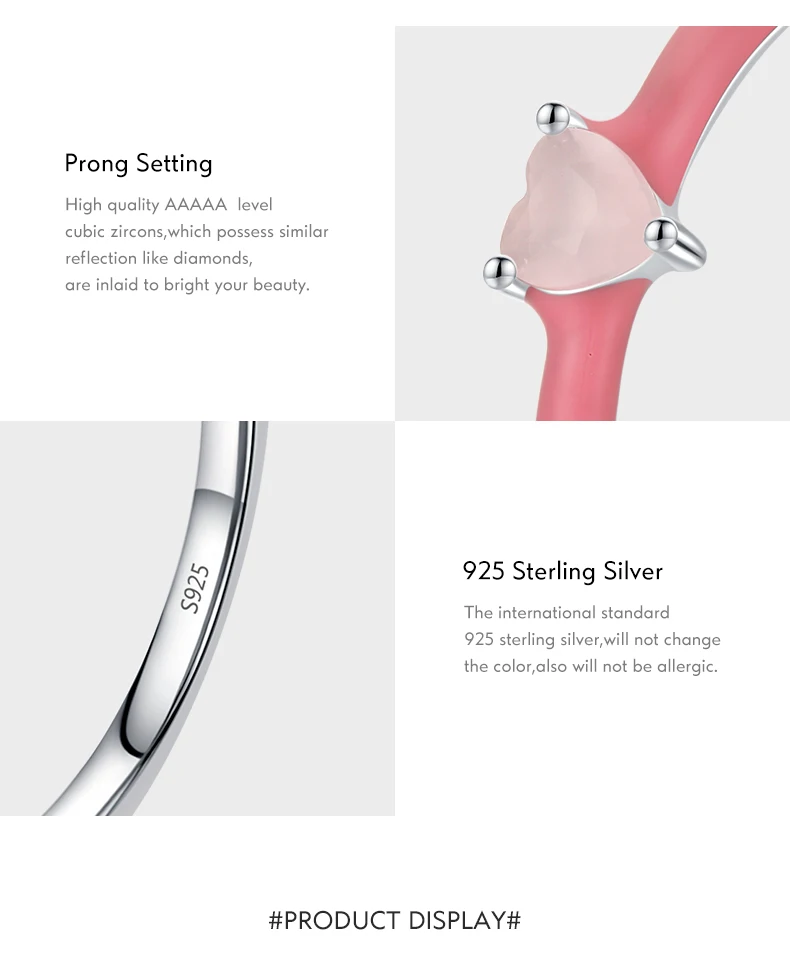 Modian 925 Sterling Silver New Design Pink Enamel Ring Trendy Heart Opal Stackable Jewelry For Women Party Fine Jewelry Gift Modian 925 Sterling Silver New Design Pink Enamel Ring Trendy Heart Opal Stackable Jewelry For Women Party Fine Jewelry Gift