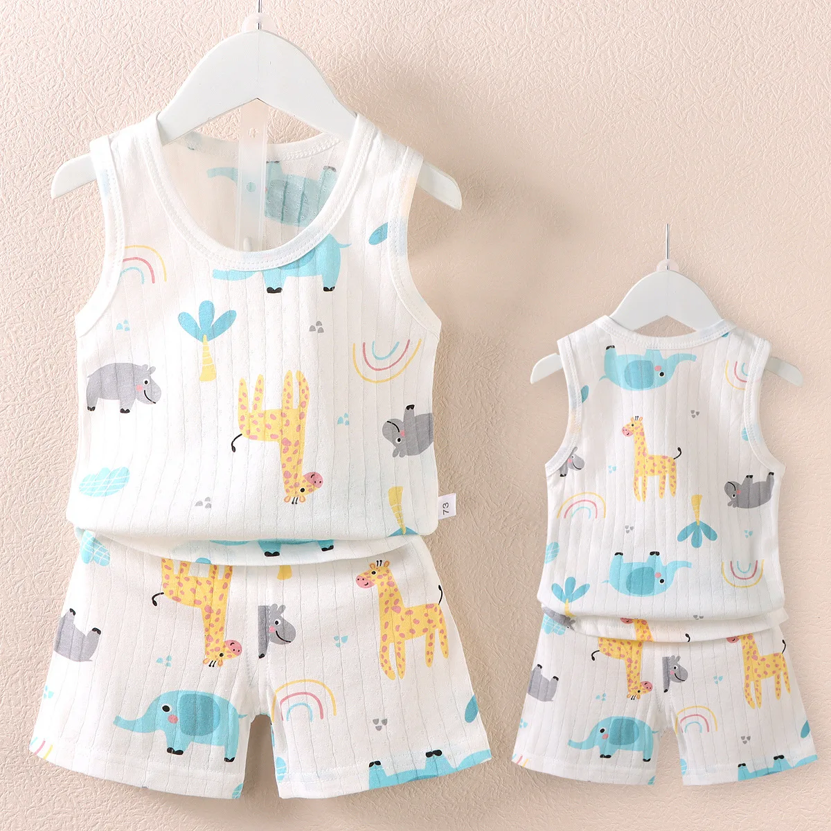 

Cartoon Animal Baby Clothes Set Breathable Boys Girls Suit Thin Children's Clothing Sets Summer Kids Sleeveless T-Shirts+Pants