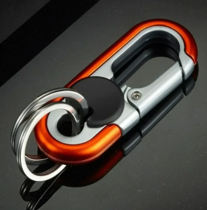Sleek Double Ring Metal Keychain for Men – Stylish Key Holder & Gift